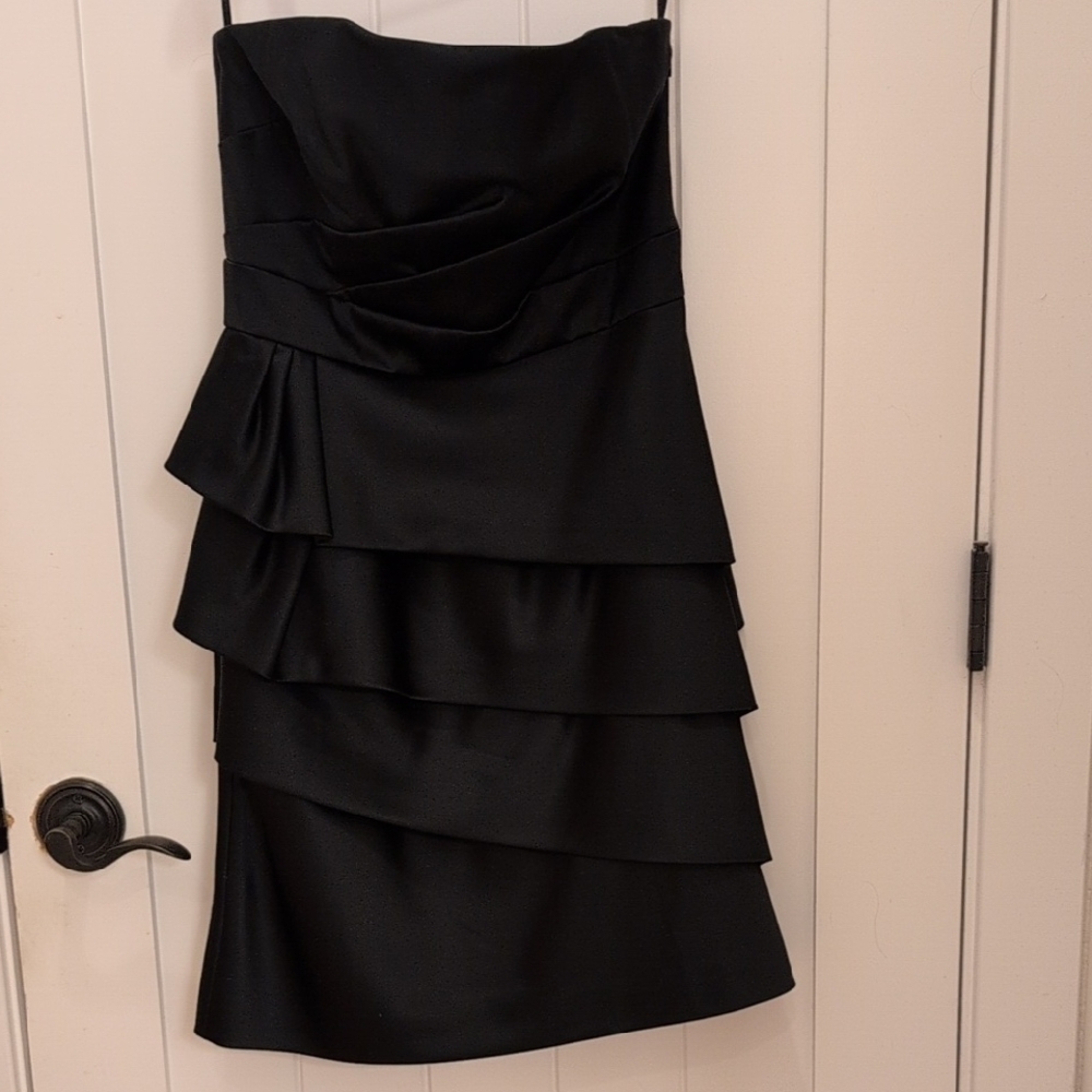 White House Black Market Strapless Layered Black Dress